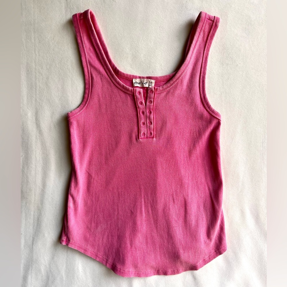 New In Rib Tank Hot Pink